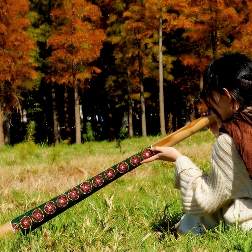 Musical Instrument Didgeridoo - Didgeridoo in Teak Dipinto 100/120/130/150cm, Strumento