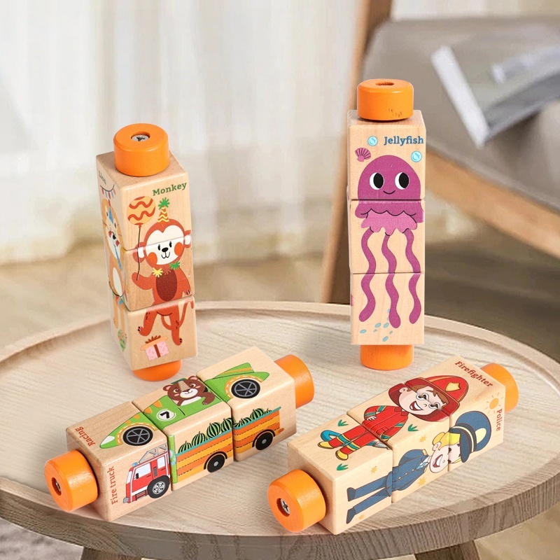 Musical Instrument Rattle - Puzzle rotante in legno per bambini